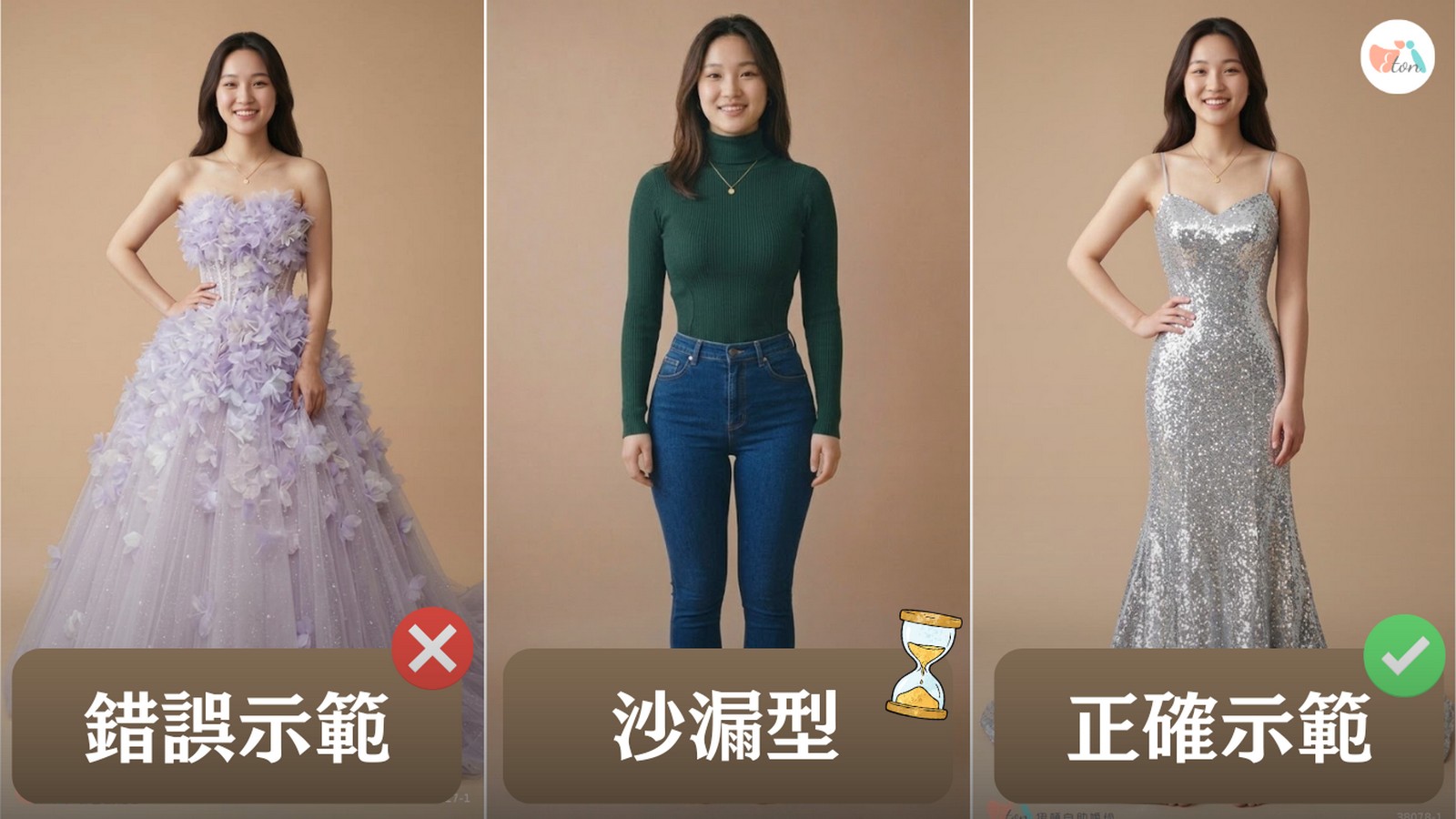 沙漏型身材婚紗推薦,魚尾裙Mermaid,合身剪裁Fit Flare,強調曲線,AI婚紗試穿,伊頓自助婚紗